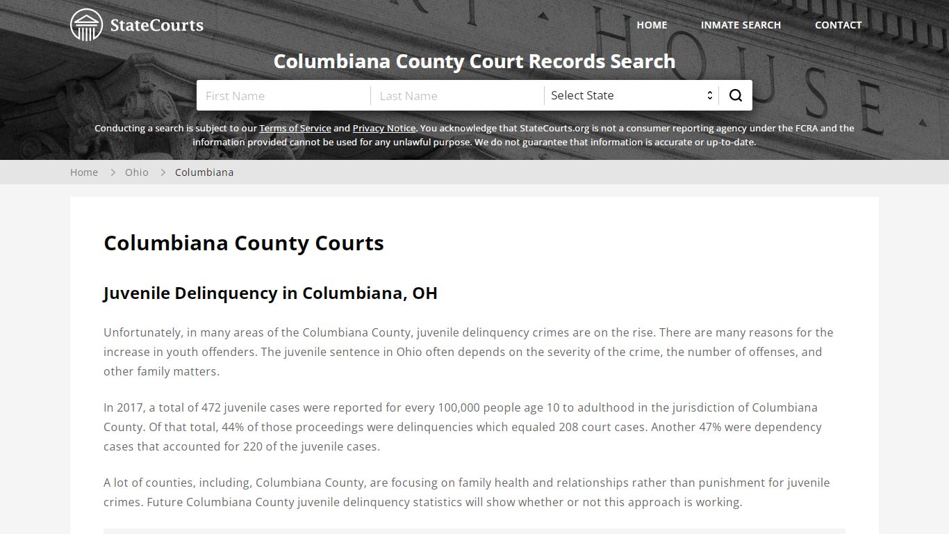 Columbiana County, OH Courts - Records & Cases - StateCourts